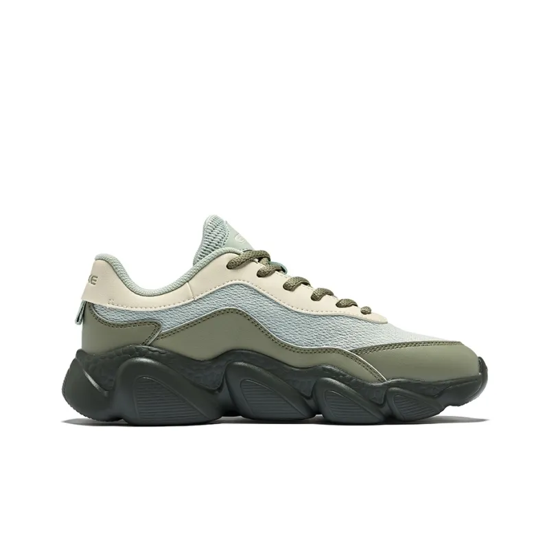 Erke Sweetheart 2.0 Cushioning Wear Resistant Low Top Chunky Sneakers Women's Green-1