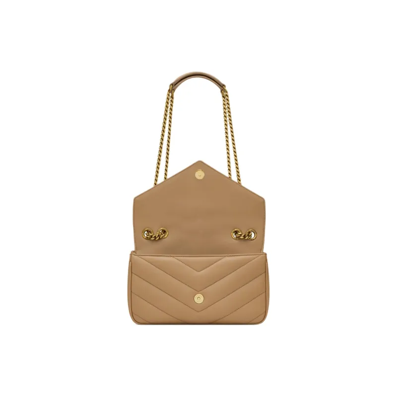 SAINT LAURENT LOULOU Sheepskin Handbag, Shoulder Bag Trumpets Women's Brown-4