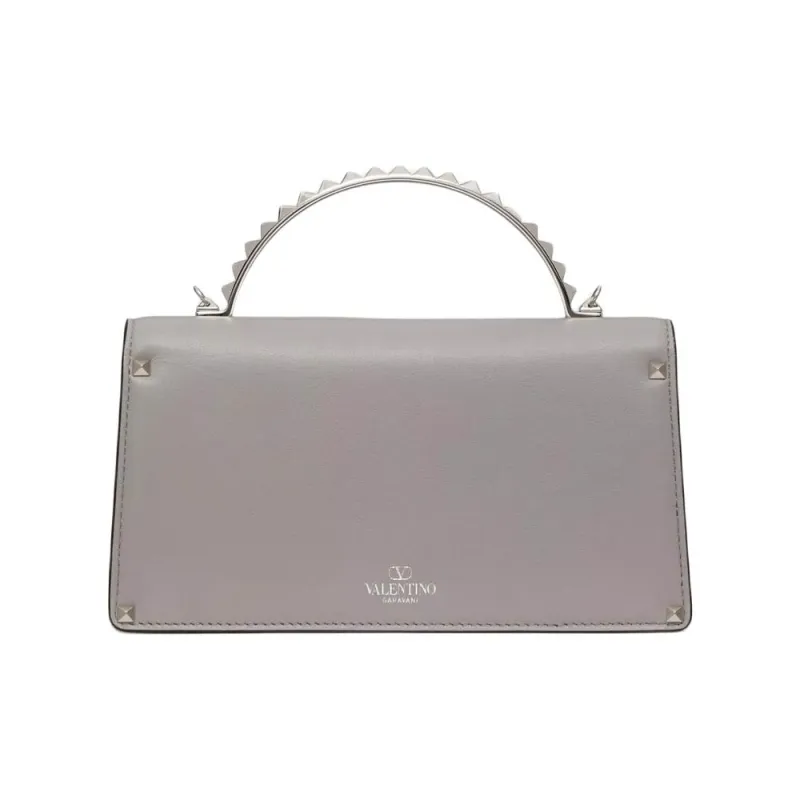 Valentino ROCKSTUD Calfskin Shoulder Bag, Crossbody Bag, Handbag Mini Women's Gray-4