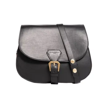 INES DE LA FRESSANGE Cow Leather Messenger Bag, Crossbody Bag, Shoulder Bag Women's Black