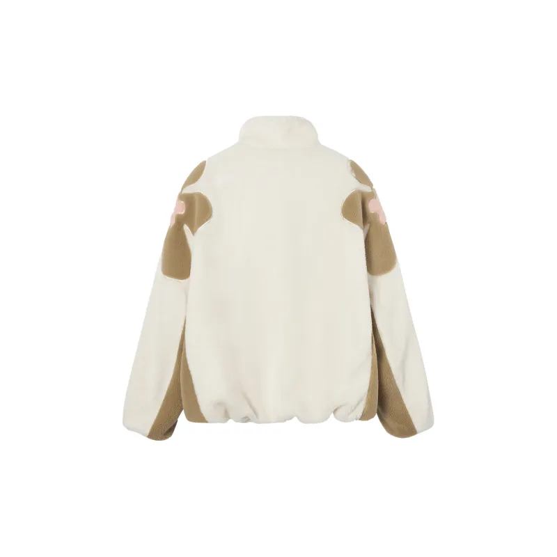 Mmlg Velvet-feel Coat Unisex Beige Coffee Clash-1