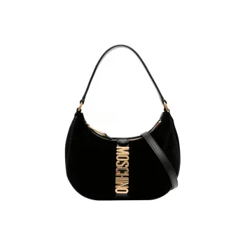 MOSCHINO Calfskin Suede Handbag Shoulder Bag Women's Black