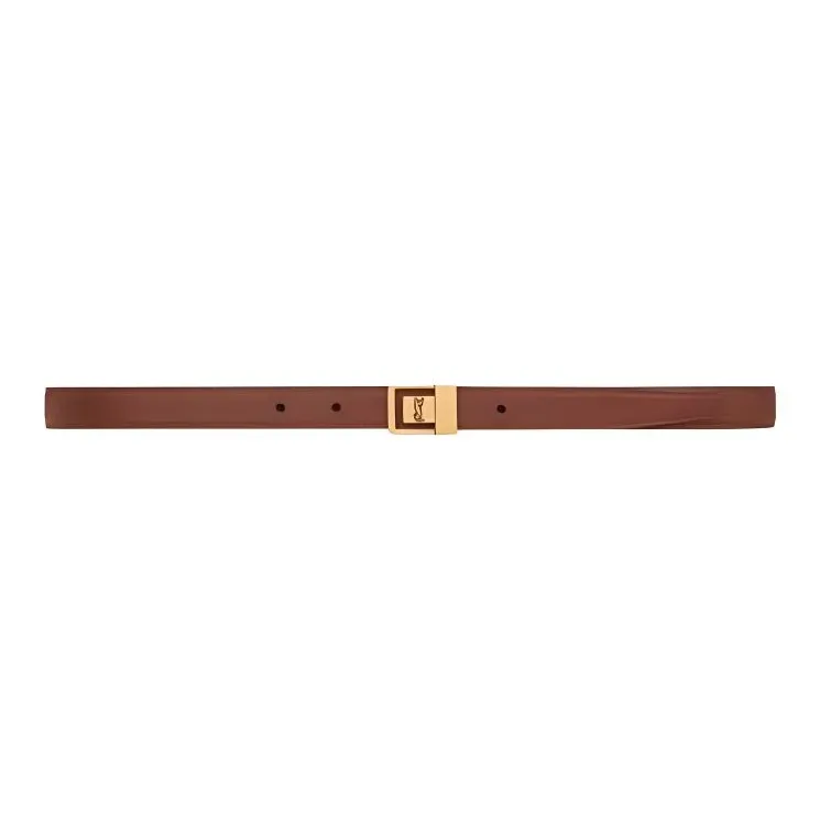 SAINT LAURENT Leather Leather Belts Women's Wet Clay Earth Tone 2CM-2