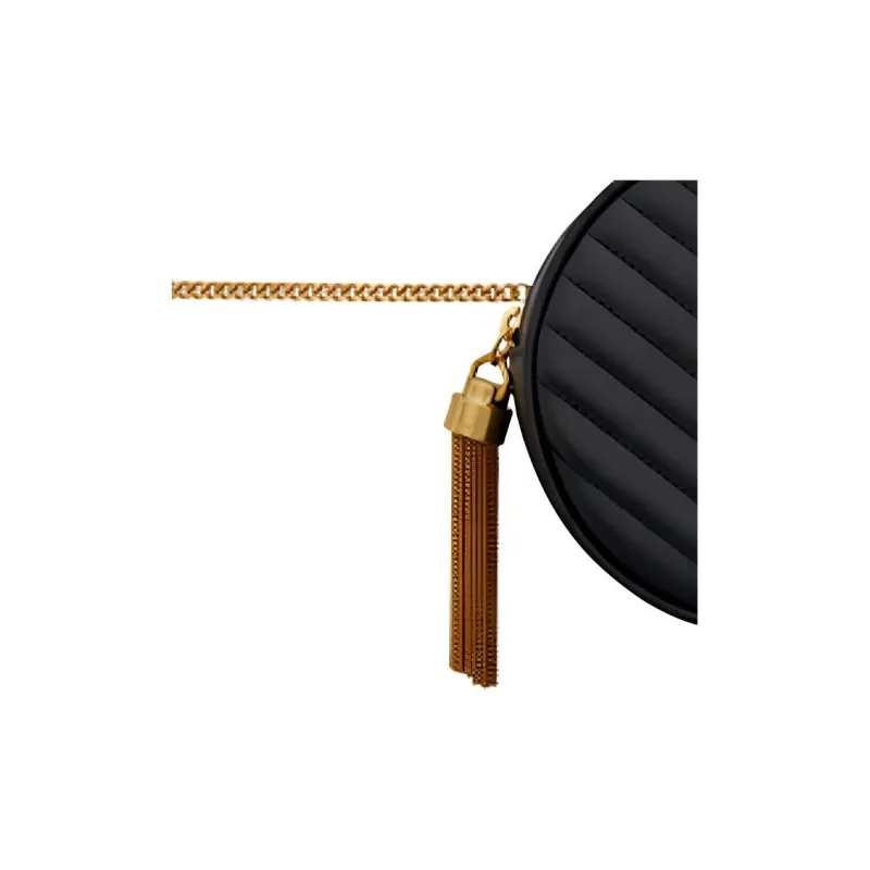 SAINT LAURENT Cow Leather Fanny Pack Women's Black-2