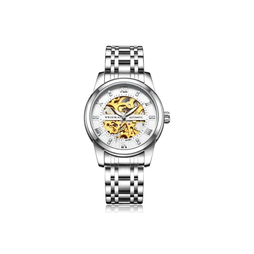 WSK Mechanical Movement Stainless Steel Watchband Men's Watches White Dial