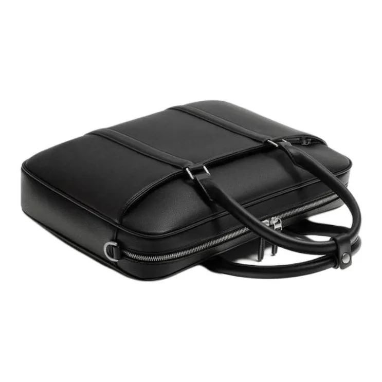 ZARA PU Polyurethane One Shoulder Crossbody Portable Briefcase Men's Black-1