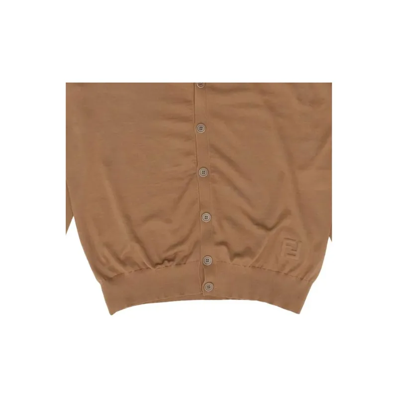 FENDI Ff Embossed V Neck Buttoned Cardigan-3