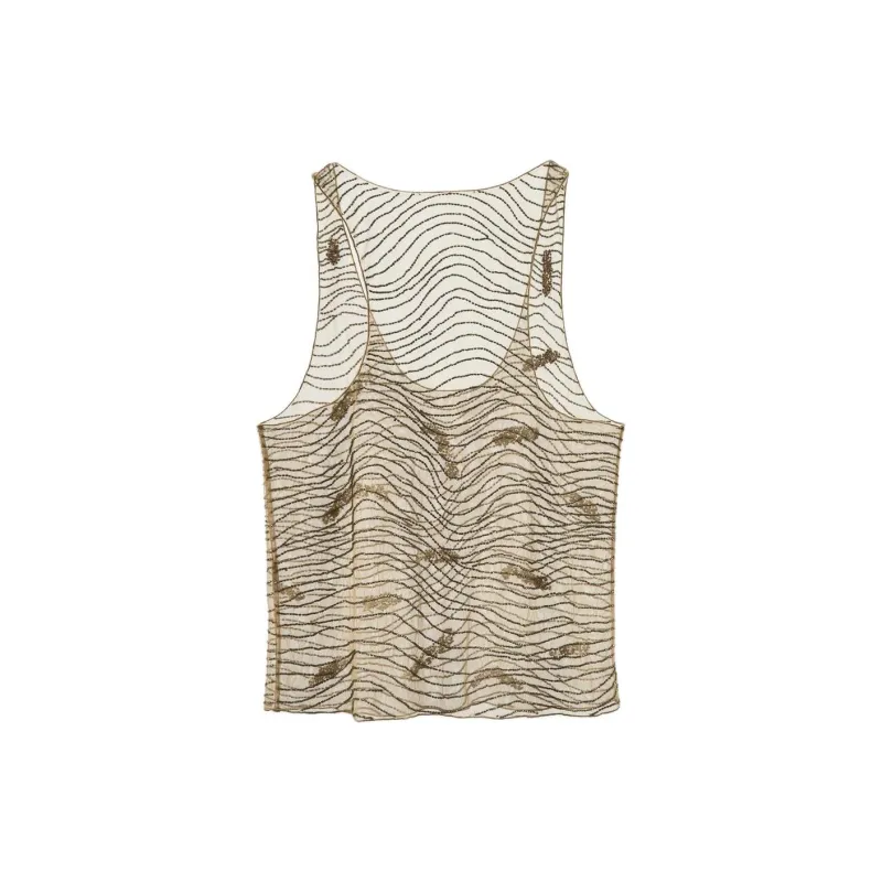 ZARA Tank Tops Women's Gold-1