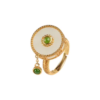 Oriental Jade Hetian Jade Rings Pale Greenish White Jade Women's