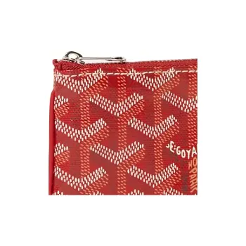 GOYARD Canvas With Calfskin Key Pouch Nano Unisex Red