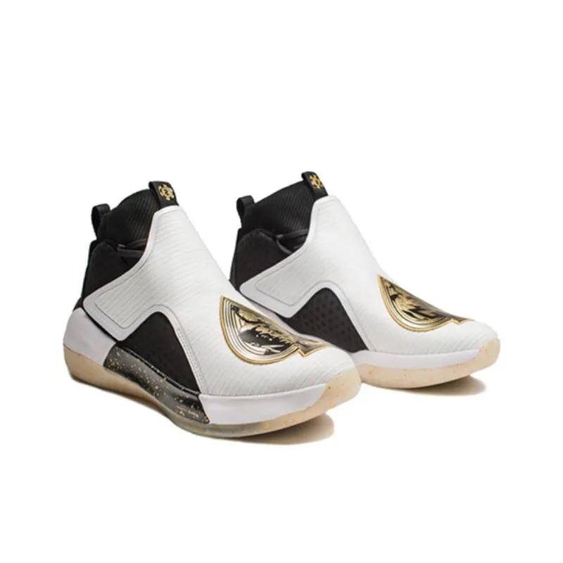 LiNing YuShuai 12 Anti Slip Wear Resistant High Top Basketball Shoes Men's Black Gold-3
