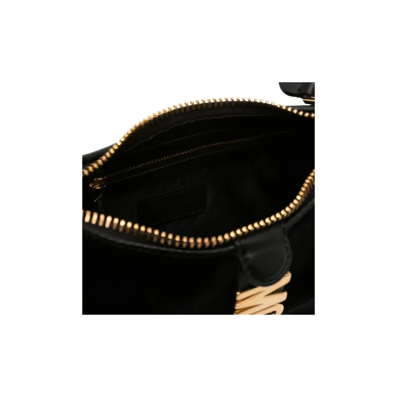 MOSCHINO Calfskin Suede Handbag Shoulder Bag Women's Black-3
