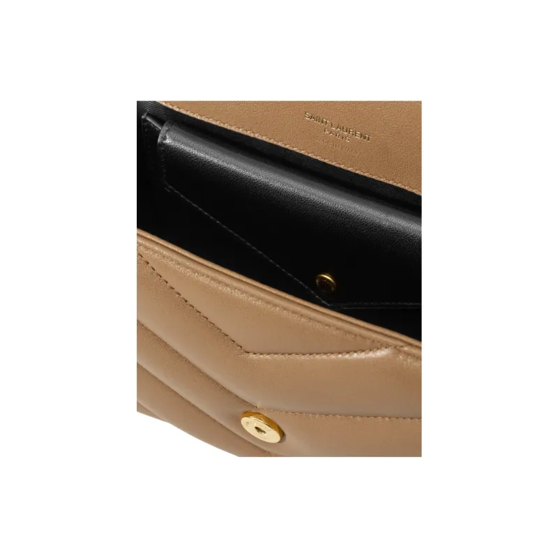SAINT LAURENT LOULOU Sheepskin Handbag, Shoulder Bag Trumpets Women's Brown-6