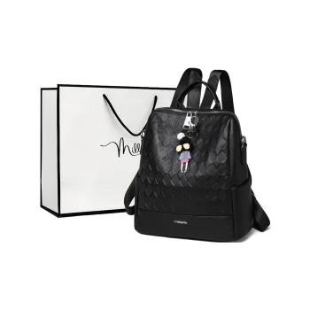 MILLIE'S Cow Leather With Synthetic Leather Backpack Large Size Women's Black