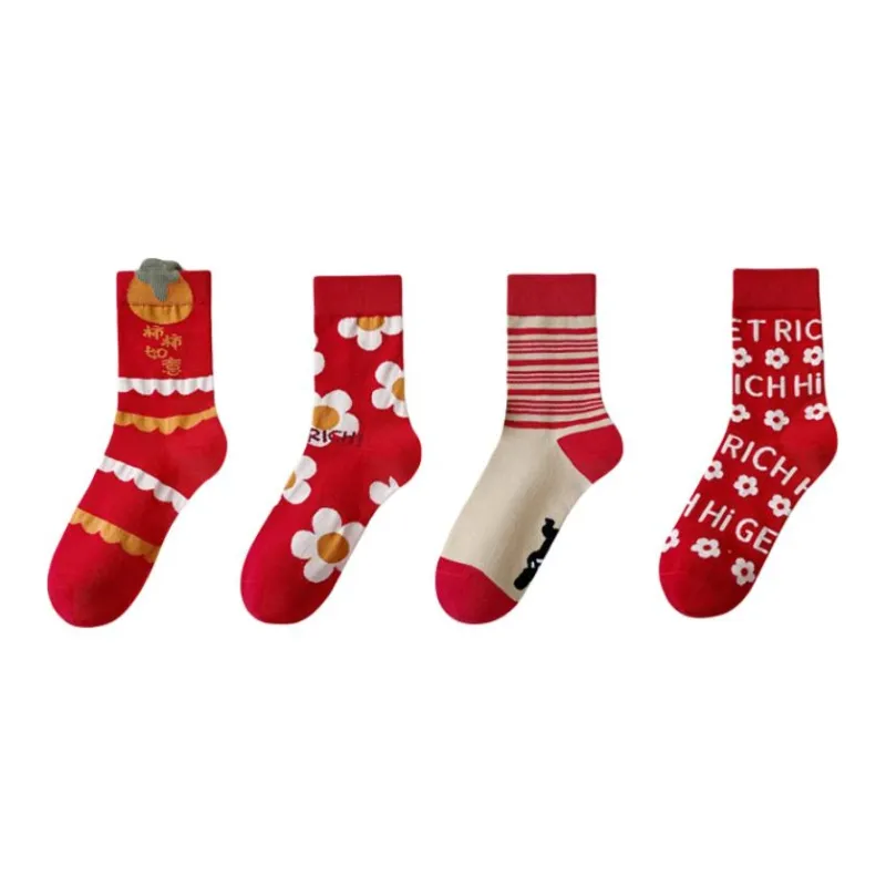 XIANSINIAO Mid Calf Socks Women's 4 Pack-2