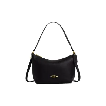 COACH Cross Stitch Leather Portable Crossbody Bag Shoulder Bag Small Size Women's Black