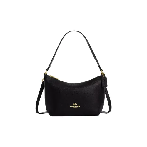 COACH Cross Stitch Leather Portable Crossbody Bag Shoulder Bag Small Size Women's Black