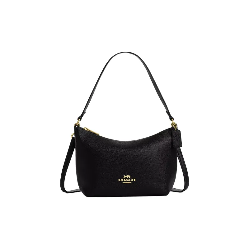 COACH Cross Stitch Leather Portable Crossbody Bag Shoulder Bag Small Size Women's Black-0