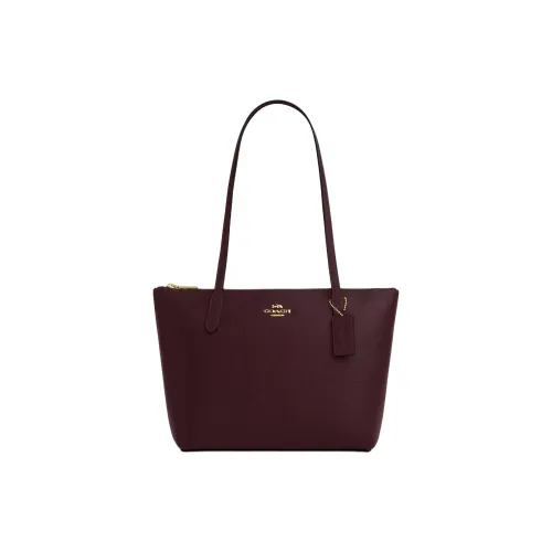 COACH Recycled Leather Handbag, Shoulder Bag Medium Size Women's Merlot