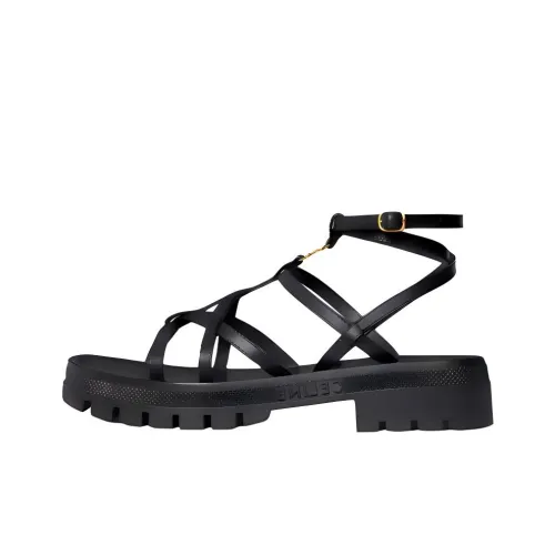 CELINE Clea Triomphe Roman Sandals Women's Black