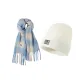 [Premium Feel, Luxury Thermal Two-Piece Set]Blue Scarf+White Knitted Hat