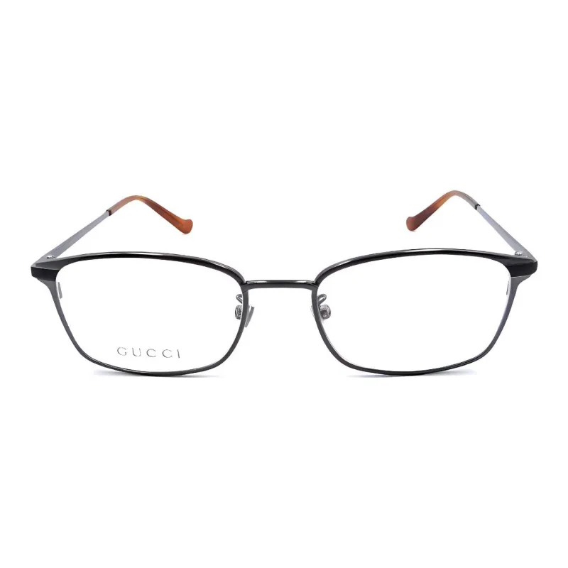 GUCCI Plastic Acetate Metal Irregular Shape Eyeglass Frames Men's Silver-1
