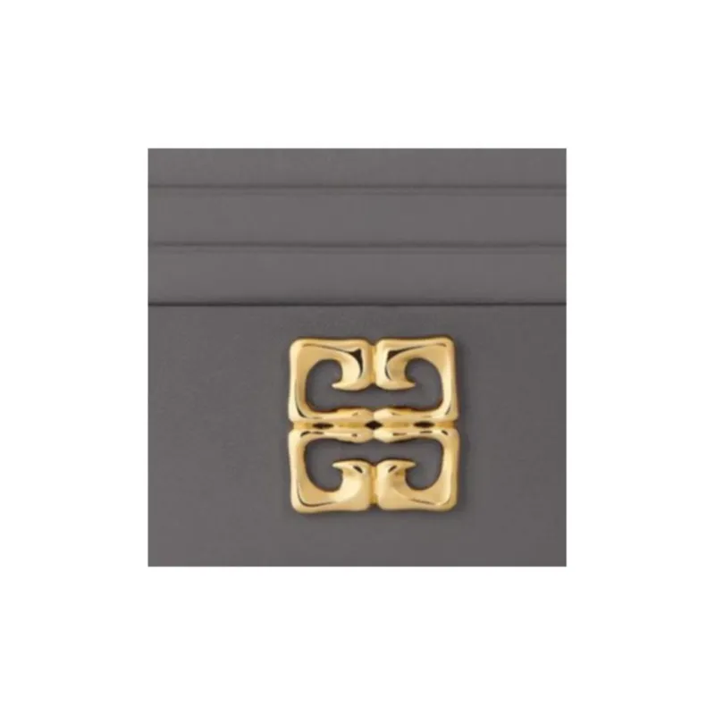 Givenchy 4G Liquid Calfskin Card Holder Women's Charcoal Gray-2