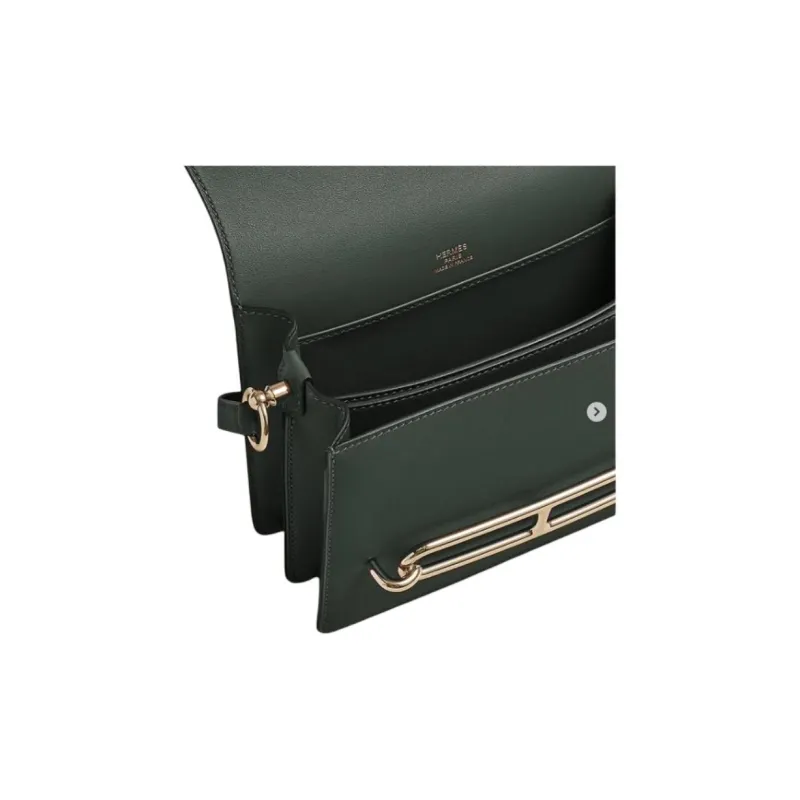 HERMES Roulis Swift Calfskin Pig Nose Bag Crossbody Bag Mini Women's 67 Vert Fonce Dark Green-3
