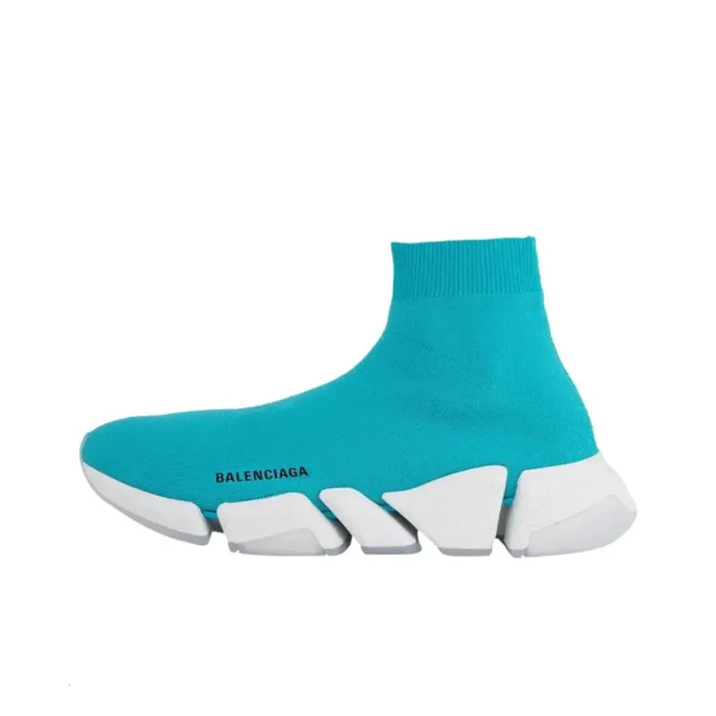 Balenciaga Speed 2.0 High Top Casual Shoes Men's Blue-0