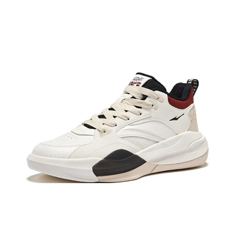 Erke Dominance 2 Wear Resistant Slip Resistant High Top Casual Shoes Men's White Red Black-2
