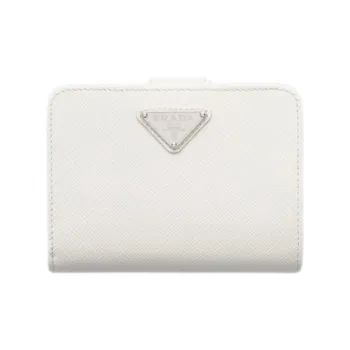 PRADA Saffiano Leather Wallet Small Size Women's White