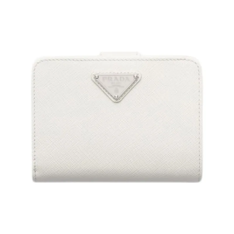 PRADA Saffiano Leather Wallet Small Size Women's White-0