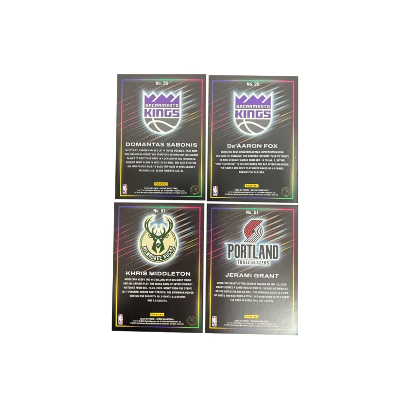 PANINI 2023 24 RECON Sabonis+Fox+Middleton+Grant Player Card Card Product Access Sports Cards 4 Pcs-1