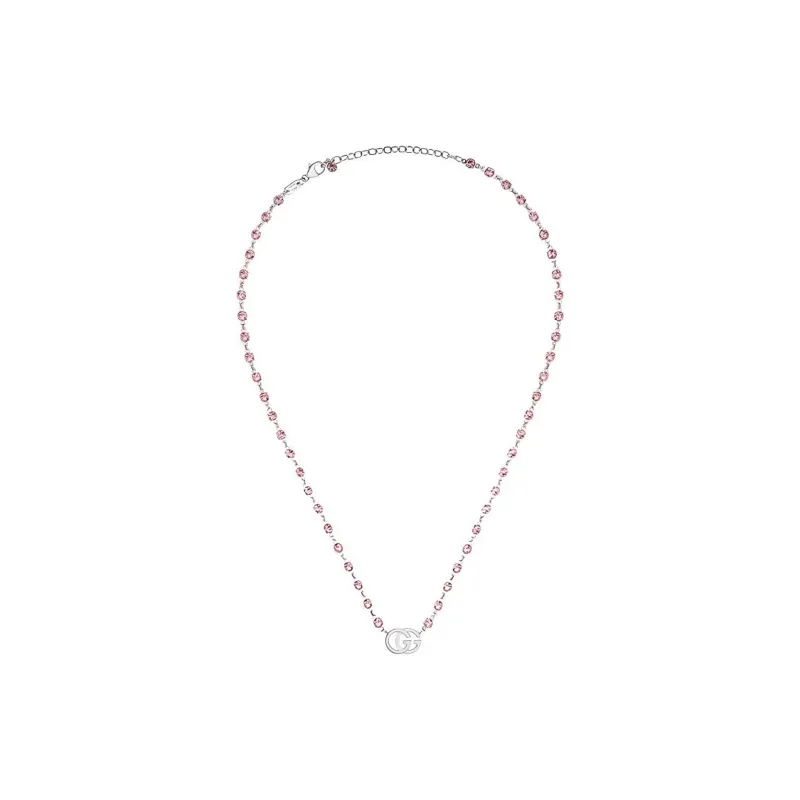 GUCCI 18K White Gold Necklaces Women's Pink-0