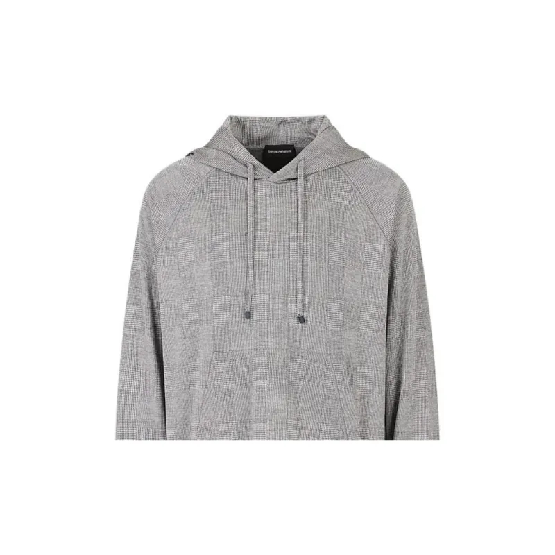 EMPORIO ARMANI Checked Long-sleeved Hoodie-4