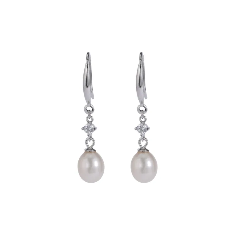 Luo Manyu 925 Sterling Silver Artificial Pearl Earrings Unisex-0