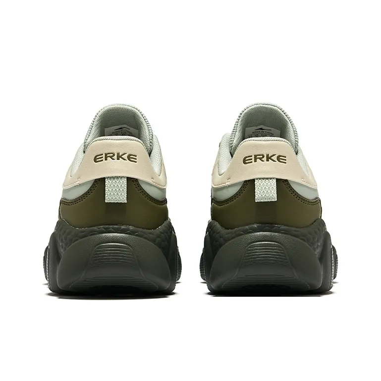 Erke Sweetheart 2 Leather Non slip Lightweight Low Top Chunky Sneakers Men's Green-4