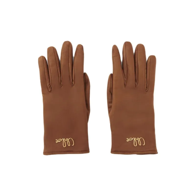 Chloe Lambskin Gloves Women's Clay Brown-0