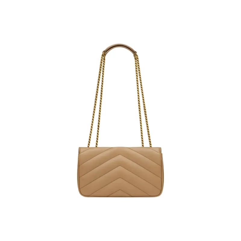 SAINT LAURENT LOULOU Sheepskin Handbag, Shoulder Bag Trumpets Women's Brown-3