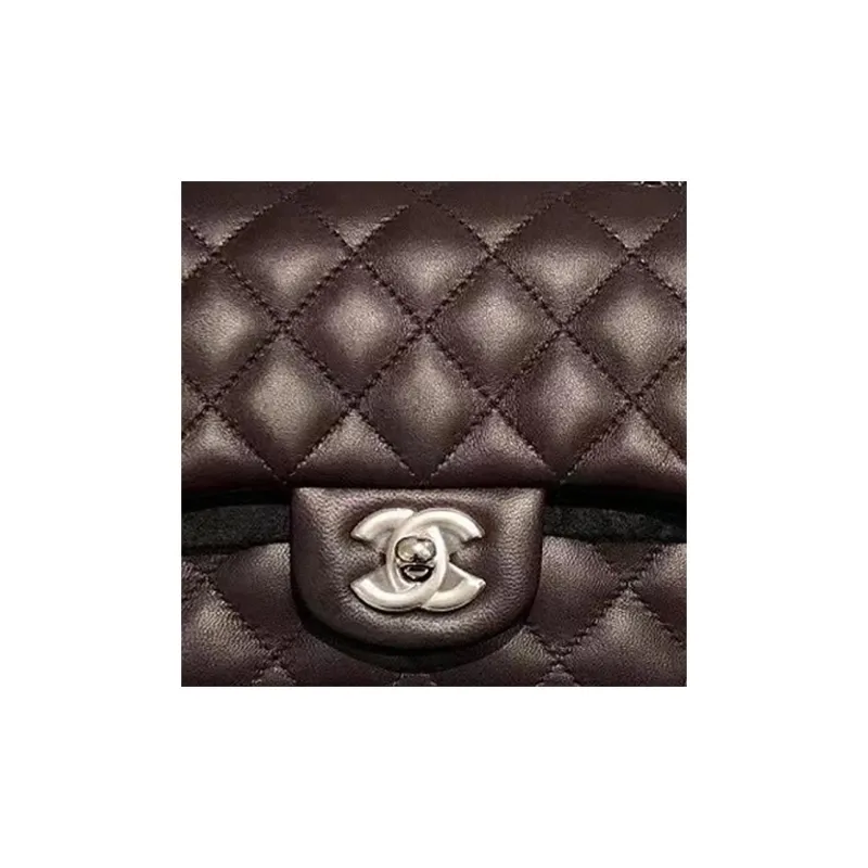 CHANEL Classic Flap CF Lambskin Shoulder Bag, Crossbody Bag Women's Purple Grape-3