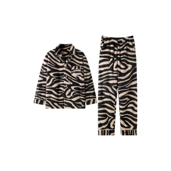 Meonsill Pajama Set Men's Apricot Black With Zebra Pattern