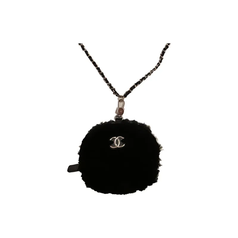 CHANEL Plush Coin Purse, Crossbody Bag Women's Black-0