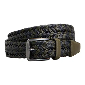 TOD'S Leather Metal Cotton Leather Belts Men's Green 3.5CM