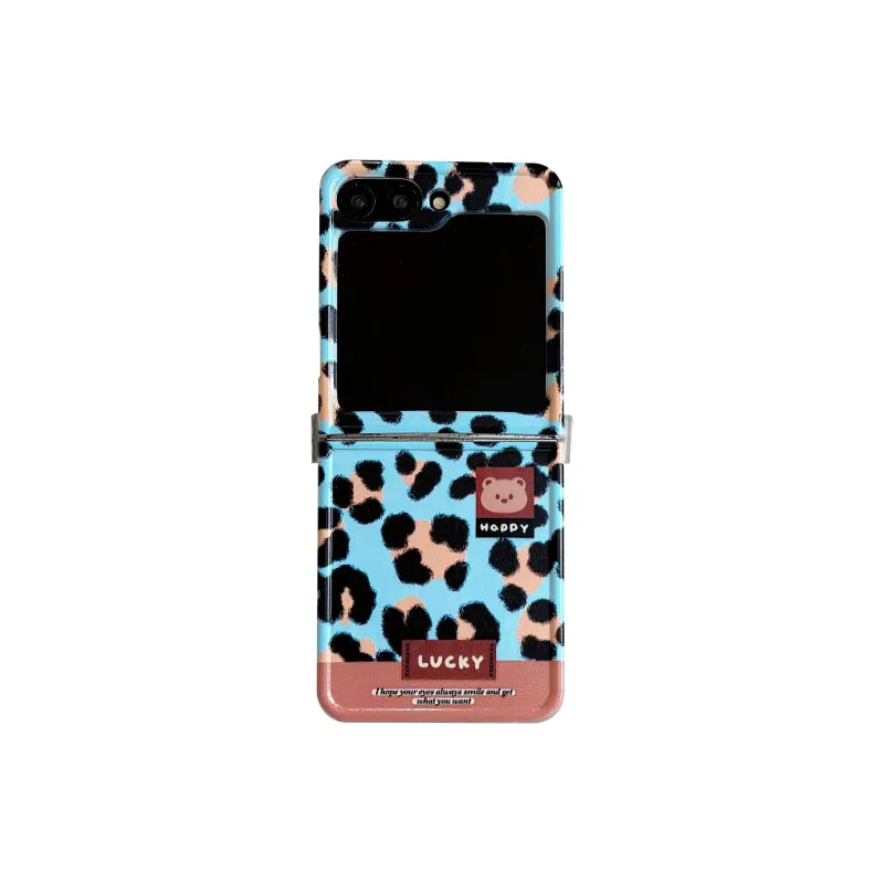 ZHUOJI Silicone Material Wind Leopard Bear Phone Cases Compatibility Samsung Galaxy Z Flip 6/5/4/3-0