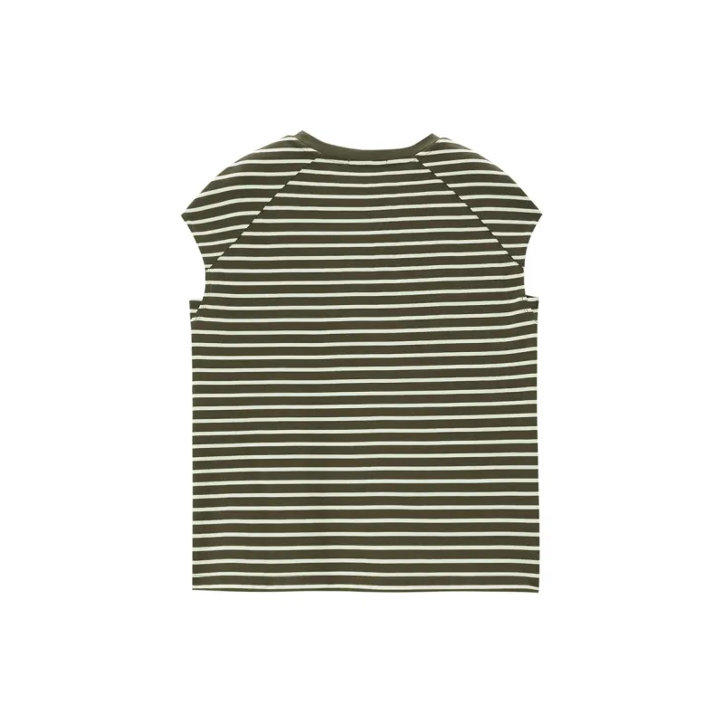 UNIQLO T Shirt Women's Vintage Coffee White Stripes-1