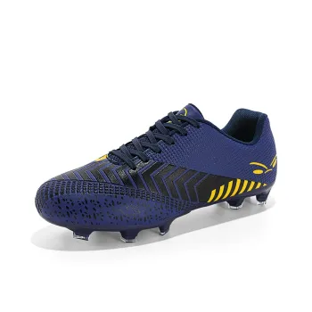 BIANSULONG FG Rubber Long Studs Cushioning Anti Slip Wear Resistant Impact Resistant Soccer Shoes Unisex Blue