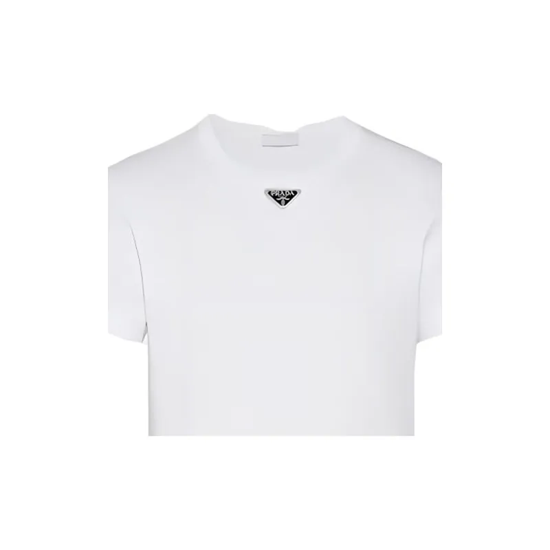 PRADA Logo Plaque Crewneck T Shirt-7