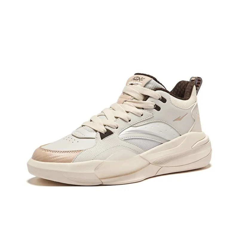 Erke Dominance 2 Anti Slip Wear Resistant High Top Casual Shoes Men's Beige-2