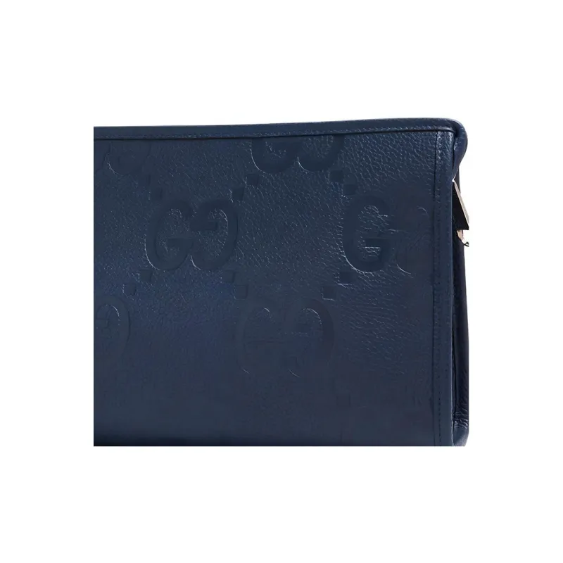 GUCCI Leather Clutch Large Size Men's Blue-3