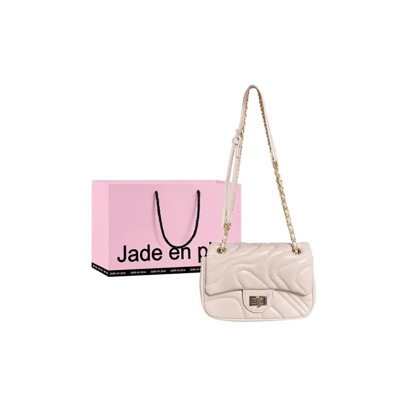 Jade En Plus Niche Texture PU Shoulder Bag, Crossbody Bag Regular Women's White/Apricot/Black-5
